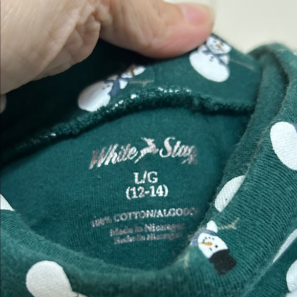 White Stag Forest Green Snowman Top Cotton Winter Cute Fun Medium or Large - Picture 2 of 12